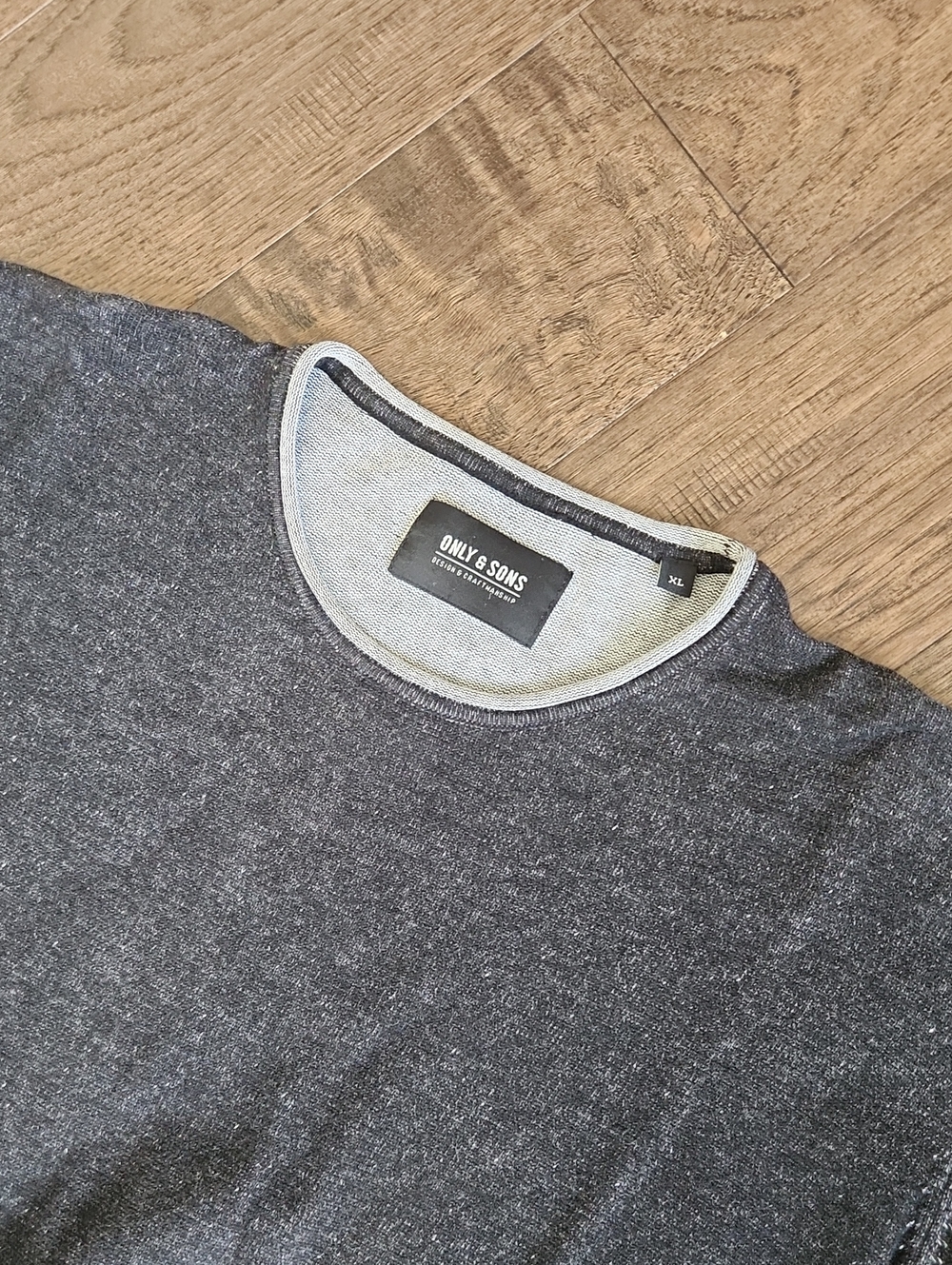 ONLY & SONS Men's Heather Charcoal Crew Neck Long Sleeve